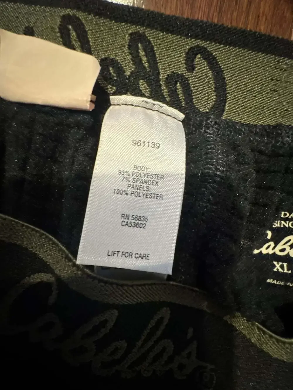 Cabela's Base Layer Bottoms Size XL Black Green